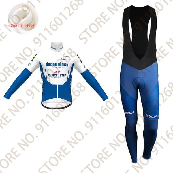 

racing sets 2021 men quick step cycling jersey set winter fleece clothing long sleeve road bike suit maillot ropa ciclismo cyclisme, Black;blue