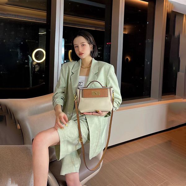 

2021 new head leather kelly bag fashion one shoulder messenger matching litchi pattern handbag for women