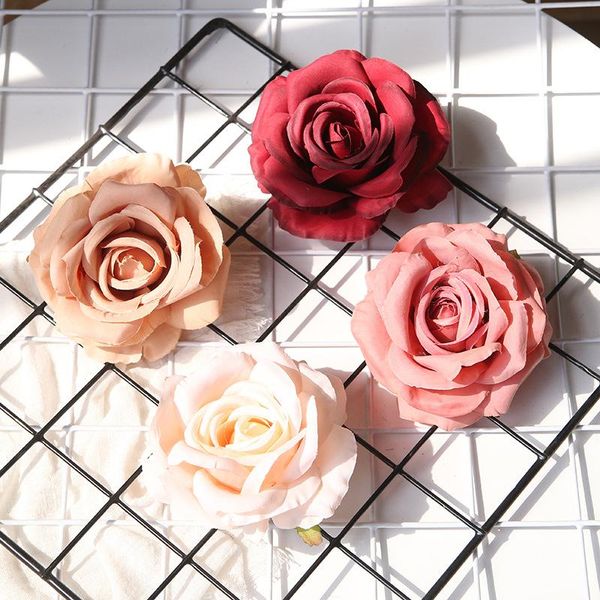 

decorative flowers & wreaths 2pcs white rose artificial silk flower heads scrapbooking for home wedding birthday decoration fake