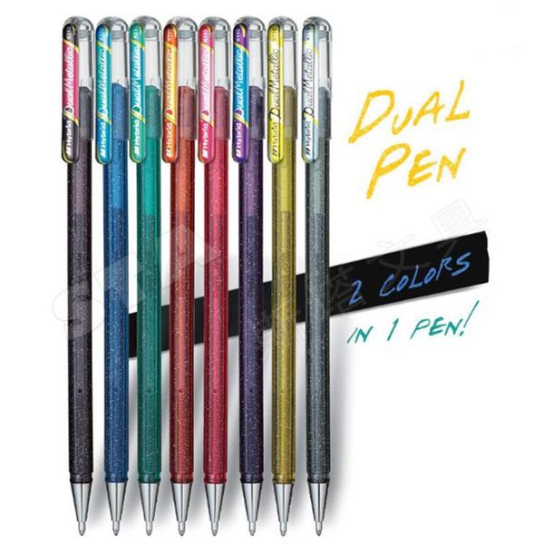 

gel pens 2021 japan 5 pieces pentel k110 flash 2 colors in one pen high light greeting card color office & school supplies