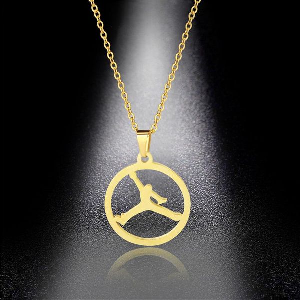 

pendant necklaces accessories stainless steel necklace hollow female gymnast clavicle chain titanium jewelry, Silver