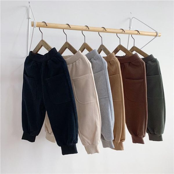 

trousers kids boys girls organic cotton baggy sweatpants oversize jogger pants thick fleece harem baby boys' bottoms, Blue