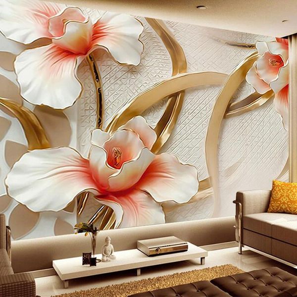 

wallpapers dropship custom any size 3d mural wallpaper modern stereo embossed abstract art flowers living room sofa backdrop home decor