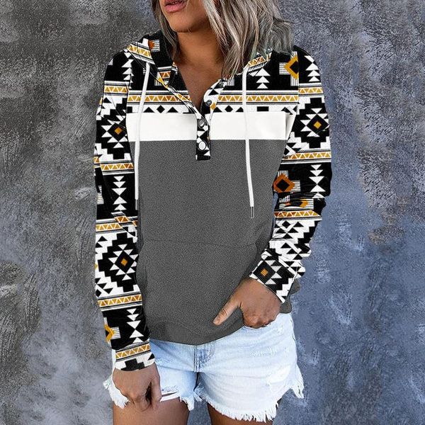 

women's hoodies & sweatshirts vintage hoodie for women 2021 autumn and winter y2k button drawstring pocket casual stitching blouse bluz, Black