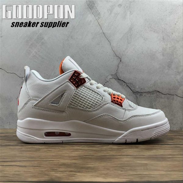 

jumpman 4 iv metallic pack basketball shoes mens 4s white orange sports sneakers ship with shoebox size us7-13a54