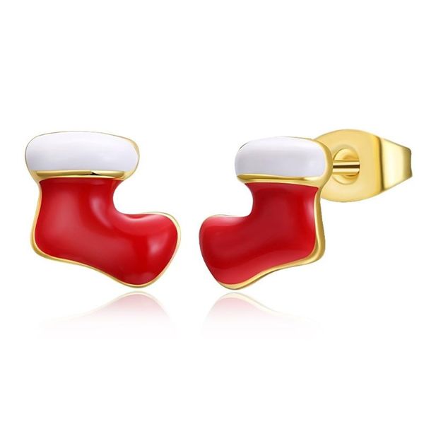 

stud fashion jewelry earring creative christmas socks earrings ear hook elegant valentine's day xmas gift, Golden;silver