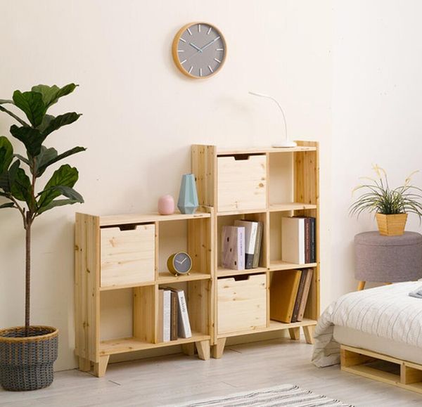 Children's Wood Bookshelf Bedroom Mobiliário Combinado Lattice Armários de Armários de Armários de Televisão de Pavimentos na Sala de estar