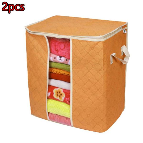 

storage bags 2*storage foldable clothes blanket quilt closet sweater bag organizer box pouches for household use