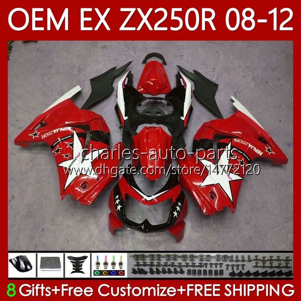 Injeção de OEM para Kawasaki Ninja Ex ZX 250R EX250 ZX250 R Fairing 2008-2012 81no.171 EX-250 ZX250R EX250R 2008 2009 2010 2012 ZX-250R 08 09 10 11 12 Bodys Red Star