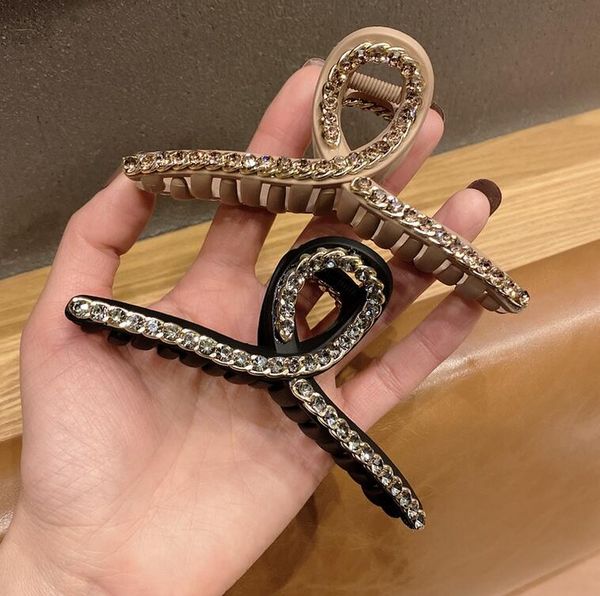 

vintage retro shiny crystal rhinestone hairpin elegant women colorful hair claw crab shiny rhinestone hair clips ladies accessories, Slivery;golden