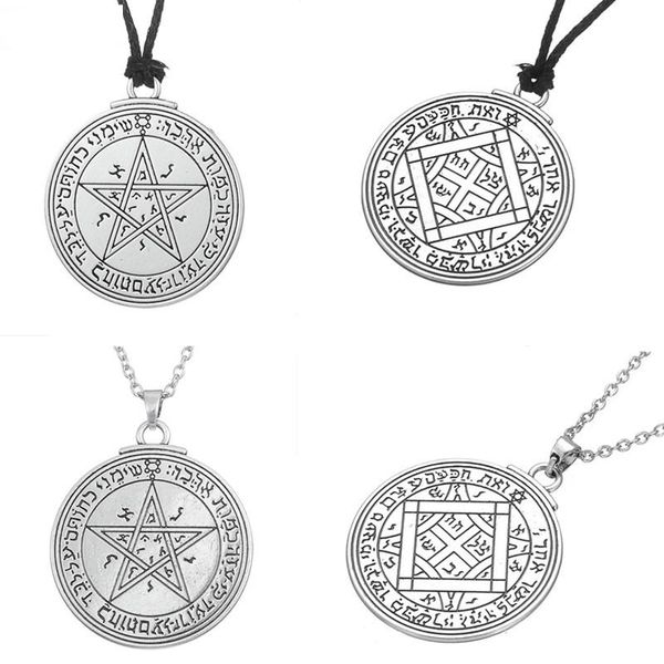 

pendant necklaces skyrim unque double side charm talisman of love pentacle key solomon necklace wicca fashion jewelry, Silver