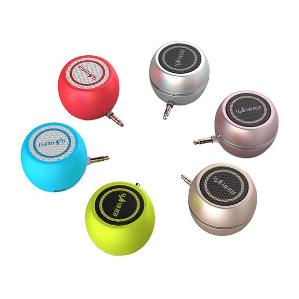 

portable speakers mini metal phone computer speaker plug and play built-in lithium battery 3.5mm audio jack for smartphone compact
