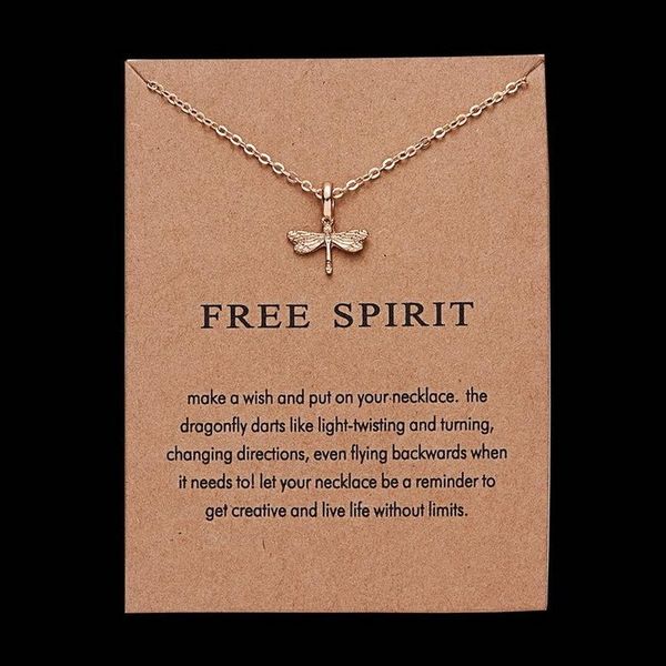 

pendant necklaces necklace for women dragonfly elegant temperament simple clavicle chain jewelry wish card charm girlfriend, Silver