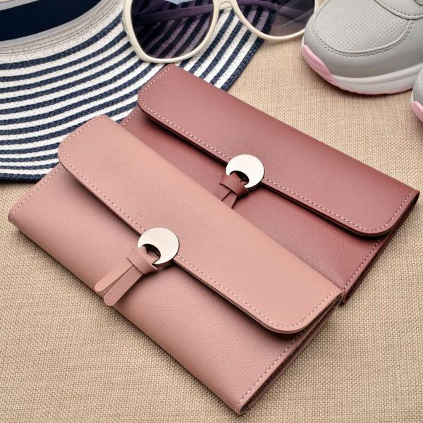 

wallets ladies long wallet korean three fold buckle multi card soft case coin purse womens and purses, Red;black