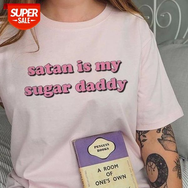 

sunfiz hjn satan is my sugar daddy t-shirt / tee satan is my sugar daddy pink t shirt funny kanye west shirt, #kt34, White