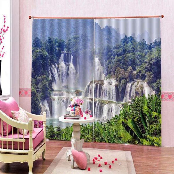 

curtain & drapes natural scenery 3d shower curtains landscape waterfall trees printed bedroom decor with 2 panels hooks