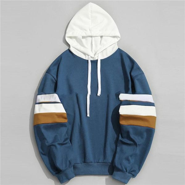 

men's hoodies & sweatshirts fashion patchwork slim hooded outwear casual long sleeves sweatshirt autumn mens coats tracksuit, Black