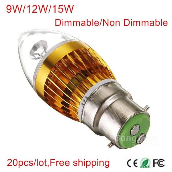 

bulbs ultra bright led candle light b22 9w 12w 15w spotlight for home decoration ac 110v 220v 20pcs/lot,