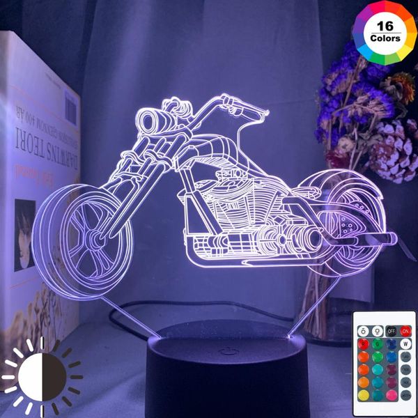 

night lights 3d illusion lamp motocycle nightlight for child bedroom decor color changing atmosphere event prize led light