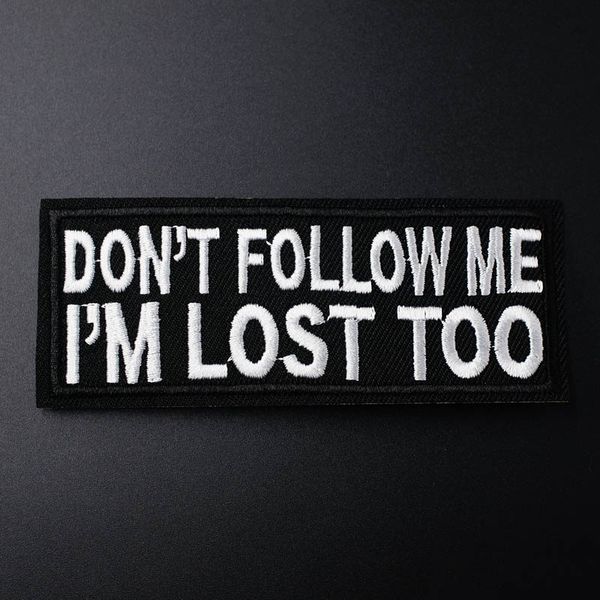 

don't ... size:3.8x10.1cm diy embroidery patches for t-shirt iron on stripes appliques clothes stickers clothing sew on badges, Black