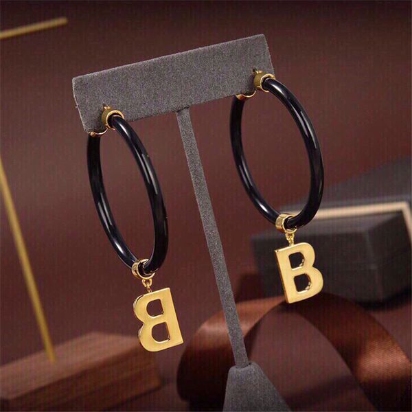 

designers womens hoop earring fashion black light green luxury jewelry letter ear studs pendants for women gold earrings girls party stud, Golden