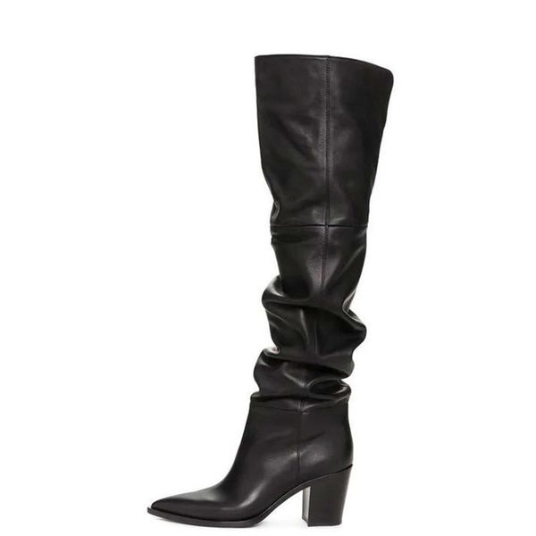 

boots yechne vrouwen hoge over de knie laarzen vrouw herfst winter plus size fashion dij, Black