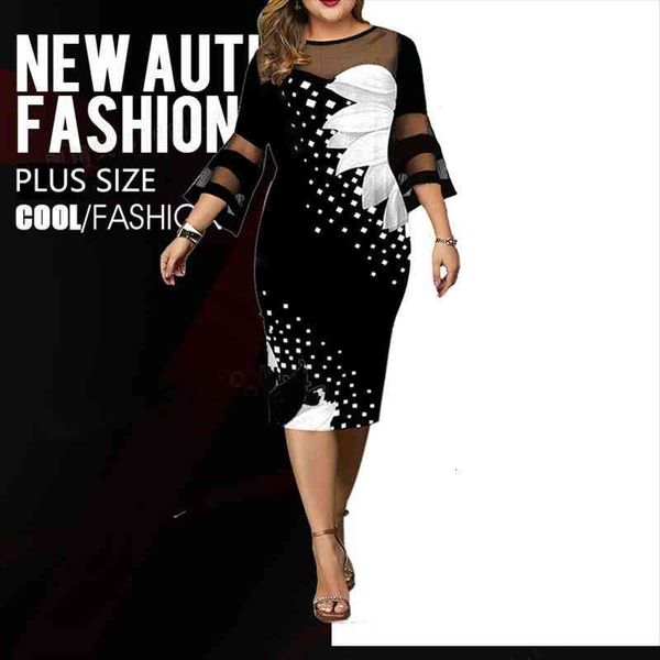 

plus size dress women evening party elegant mesh lace print floral casual black vintage knitted clothing 4xl 5xl 6xl, Black;gray