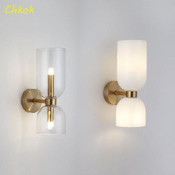 

modern nordic led wall lamp up and down glowing background wall lamp living room bedroom aisle bedside glass lighting