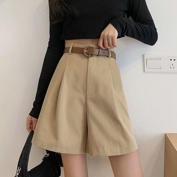 

new japan style korean spring shorts summer fashion casual temperament simple long legs high waist solid color 2021 okk8, White;black