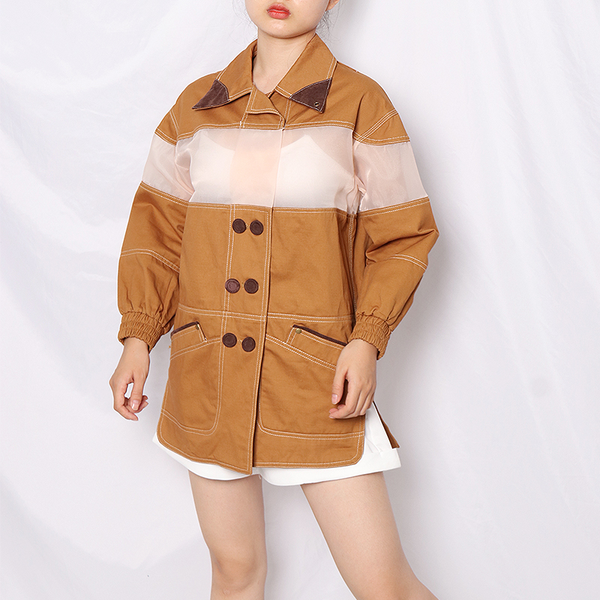 

casual hit color patchwork jacket for women lapel long sleeve loose jackets female 2020 fall fashion new clothing, Black;brown