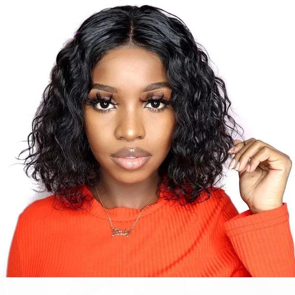 

brazilian water wave full lace wig remy pre-plucked curly wigs wet and wavy short bob human hair wigs with baby hair, Black;brown