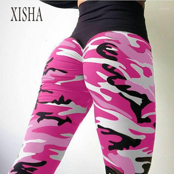 

yoga outfits 2021 camo leggings women fitness pants push up high waist seamless gym sport training running tights1, White;red