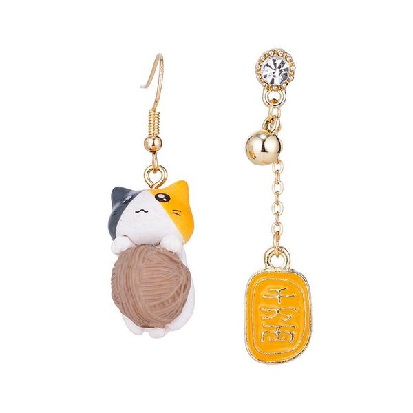 

dangle & chandelier linmouge cute long tassel earrings for women cat yarn ball sweet girl's party gift ins korean style pendant trendy, Silver