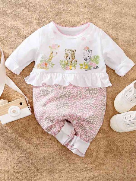 

yierying baby girl cartoon deer & heart print jumpsuit she, Blue