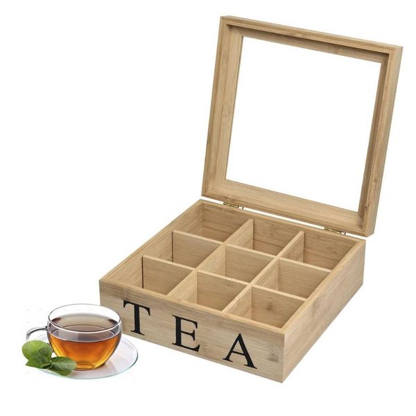 

storage bottles & jars tea box natural wooden large leaves drawer organizer