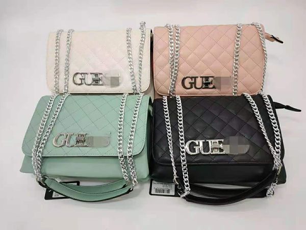 

2021 new gues bag embroidered lattice chain women's single shoulder oblique span