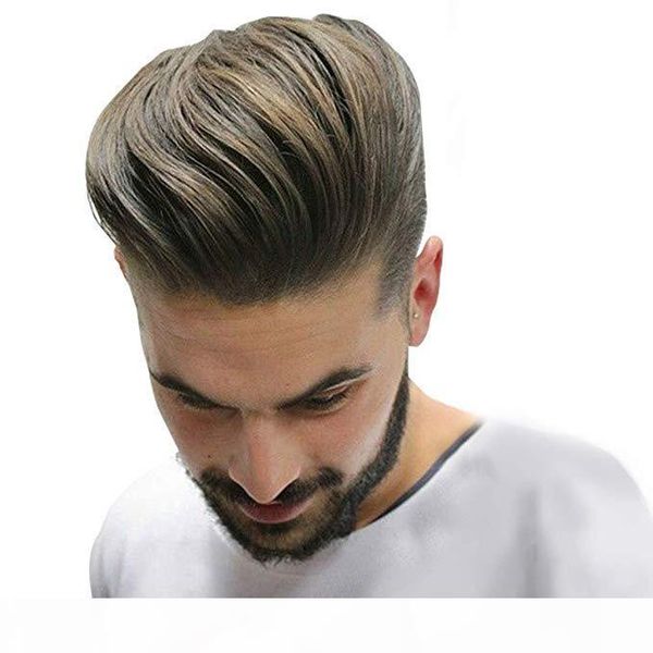 

durable and breathable skin+ mono men's hair toupee 100% remy human hair pieces real hair replacement toupee for men wig, Black