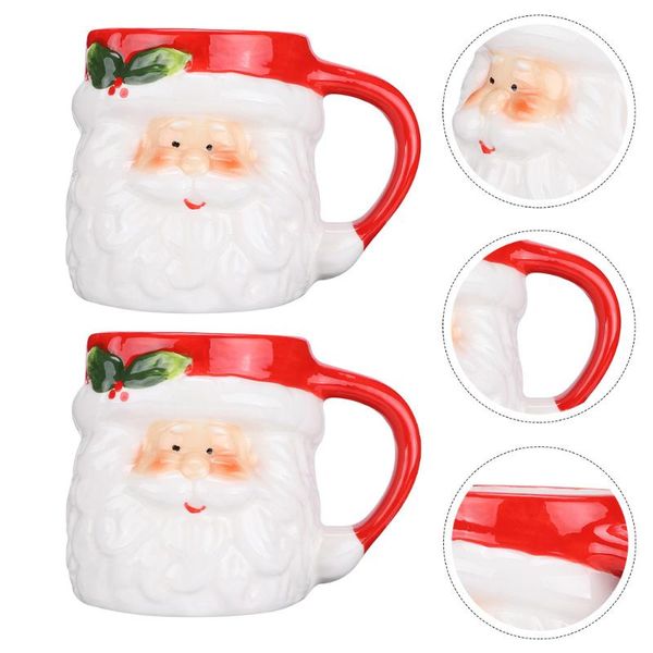 

mugs 2pcs christmas santa children gift cups creative ceramic red