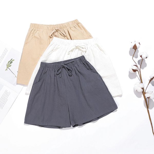 

new women's summer cotton linen shorts size mid waist fashion woman streetwear short pants 1a17, Black;white