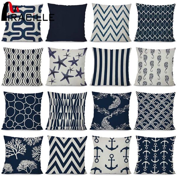 

cushion/decorative pillow miracille navy color geometric art decorative cushion cover car waist pillowcase starfish coral case bedroom decor