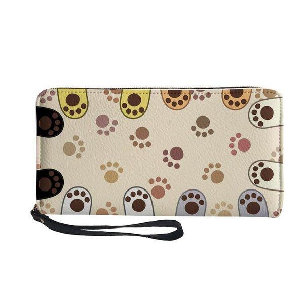 

wallets forudesigns 3d lovely cat claw printed luxury woman zipper long wallet cash waterproof pu leather female card holder coin cases, Red;black