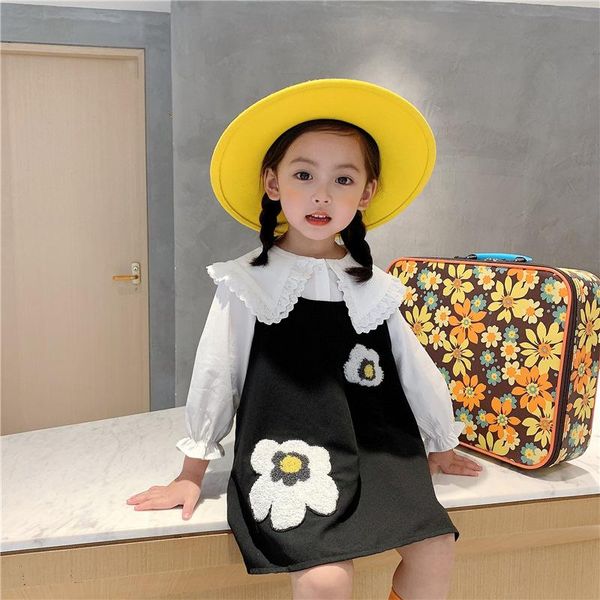 

clothing sets baby girl dress autumn princess clothes cute girls long sleeve t-shirt cartoon flower 2pcs suit, White