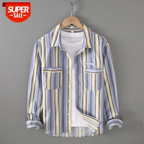 

jm272 casual striped long sleeve shirt men #o24s, White;black