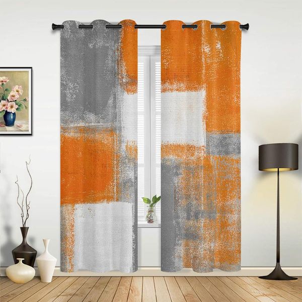 

oil painting abstract geometric orange window curtains kids bedroom decor curtain home decor kitchen curtain panels