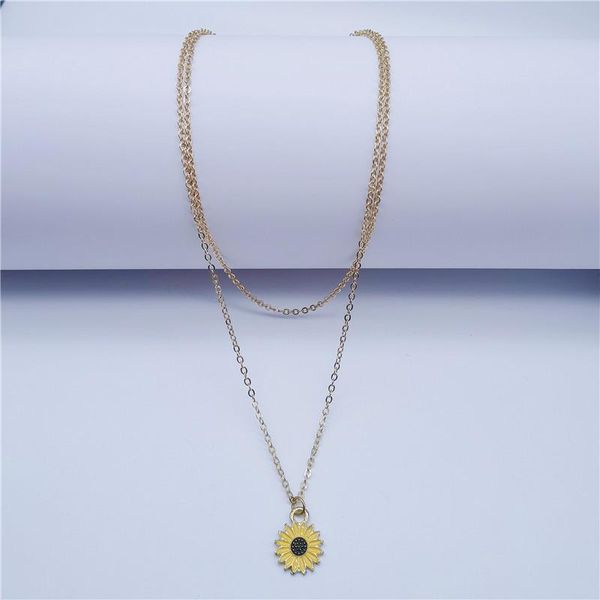 

pendant necklaces fashion sweet and lovely little daisy flowers rainbow drop oil bff necklace friend gift jewelry women, Silver