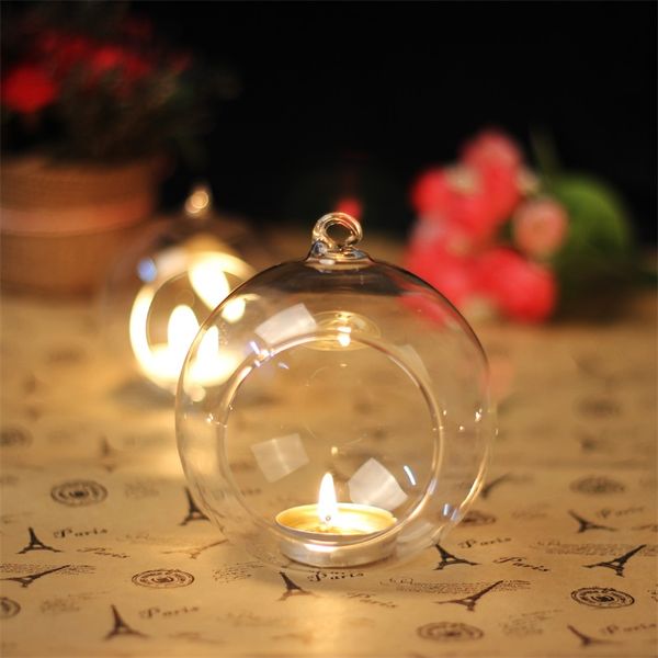 vendita calda 60 MM Hanging Tealight Holder Globi di vetro Terrario Portacandele da sposa Candeliere Vaso Home Hotel Bar Decorazione 509 V2