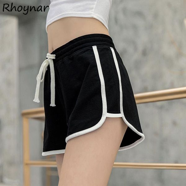 

women's shorts women summer loose fashion leisure all-match panelled college high waist stretchy korean style female plus size cozy, White;black