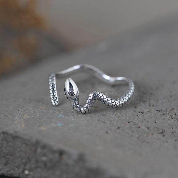 

cluster rings fnj 925 silver ring for women jewelry 100% original pure s925 sterling cute animal snake, Golden;silver