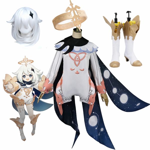 

anime costumes genshin impact cosplay paimon outfit party dress uniform anime wig cosplay costume cute kawaii halloween costumes for women g, Black
