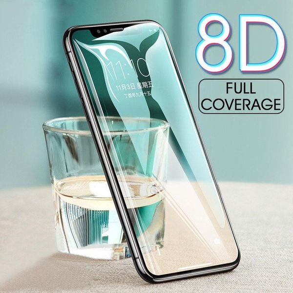 

8d full cover tempered glass for 11 pro max xr xs x max 8 7 6 6s plus metal edge screen protector glass mirror film